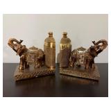 Gold-Toned Elephant Bookends6.25