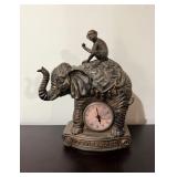 Elephant Clock With Monkey Figure10"