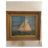 Antique Framed 3 d Ship Art