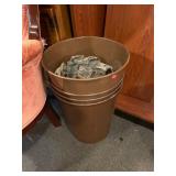 Metal Trashcan and Military Pouches