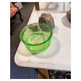 Green Depression Geode and Brass Cat