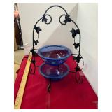 Iron Ivy Serving Piece and Cobalt Bowls
