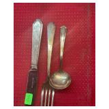 Sterling Handle Knife, Sterling Spoon and Fork