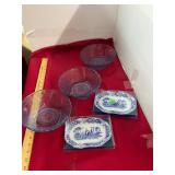 Spode Blue and White Plates and Blue Bowls