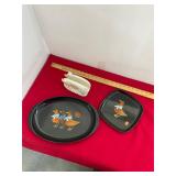 Vintage Cuoroc Trays and Pig Napkin Holder