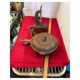 Cast Iron Frying Pan and Meat Grinder