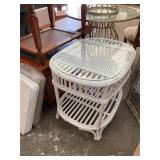 White Rattan End Table