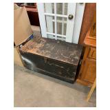 Antique Wooden Foot Locker Blanket Chest