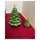 2 Lighted Christmas Trees