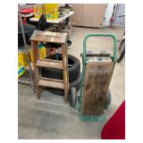 Wooden Step Stool and Hand Truck
