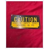 Vintage Elevator Patch and Caution Sign