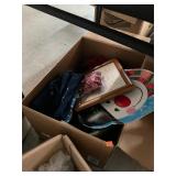 Serving Tray and Towels Box Lot