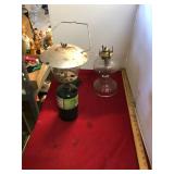 2 Oil Lamps & Coleman Lamp