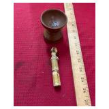 Antique Needle Holder and Carved Wooden Cup