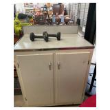 Wooden Storage Cabinet With Supplies