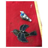 Mexico Pottery Bird and Stained Glass Bird