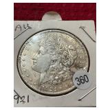 1921 AU Morgan Silver Dollar