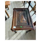 Vintage French Folk Art Archer Carved Ornate Table