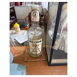 Vintage Old Crow Bottle and Cradle