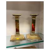 Antique Corinthian Brass Candle Holders