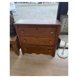 Antique Oak 3 Drawer Chest