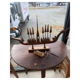 Carved Teak Warrior Ship