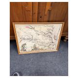 Framed Jamestown Williamsburg Map 1585-1781