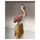 Marble Signed Carved Pelican Art Statue