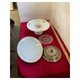 Cake Pedestal and Platter Lot