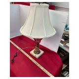 Antique Satin Cranberry Glass Marble Base Lamp