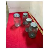 4 Antique Blue Ball Jars