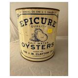 Epicure JM Clayton Cambridge MD Gallon Oyster Can