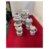 5 Piece Blue & White Glass Dish
