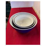 3 Blue Mixing Bowls