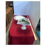 Milk Glass Fruit Compote and Cake Plate
