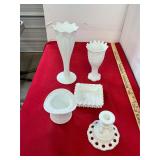 5 Milk Glass Pieces