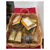 Basket With Filters & Assorted Garage Items