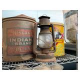 Lantern & Vintage Metal Cans