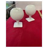 2 Milk Glass Vases