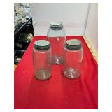 3 Antique Patent 1858 Blue Masons Jar