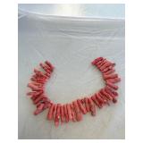 Red Natural Bamboo and Branch Coral Necklace
