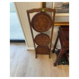Inlaid Folding Three Tiered Pastry Stand Edwardian