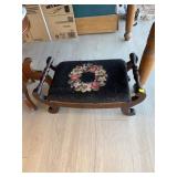 Antique Michigan Chair Co Needlepoint Footstool