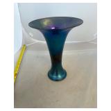 Trumpet Iridescent Art Glass Vase