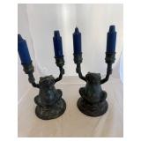 Vintage Brass Candle Holders Frogs