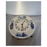 Antique Delft Wood Blue  and White Clock