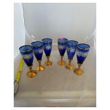 Venetian Murano Cobalt Gold Trim Glasses