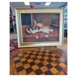 Oil on Canvas Cat Painting