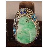 Jade and Enamel Ring