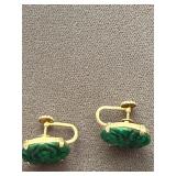 Pair of 14K Gold Jade Gemstones